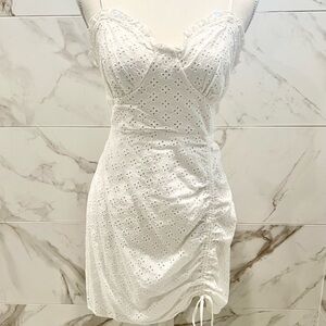 Elegant White Eyelet Midi Dress